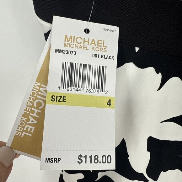 Michael Kors Womens Size 4 Black White Printed Square-Neck One-Piece Swimsuit - Picture 5 of 6